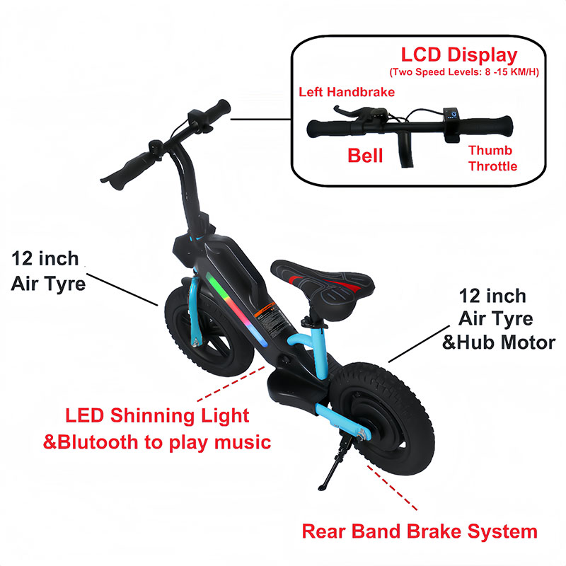 Bicicleta de equilíbrio elétrica infantil (24V 180W) SGBK01